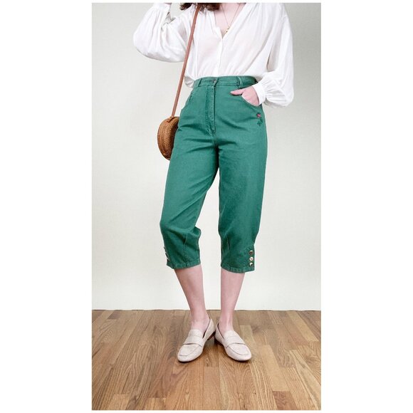 Vintage Capri Trousers High Rise Crop Pants Medieval Fairycore LOTR Renaissance - Picture 1 of 10